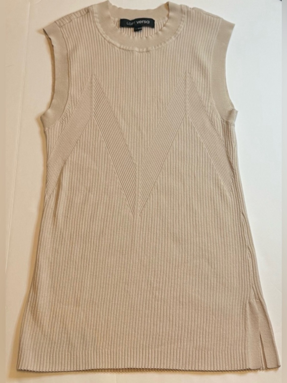 LOFT Versa Ribbed Shell Sleeveless Sweater White Clay Size S